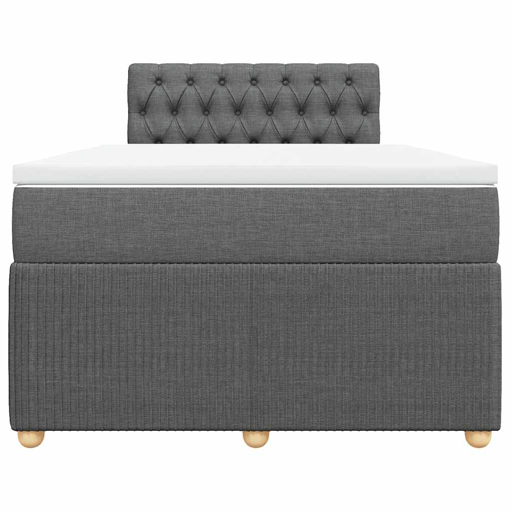 Κρεβάτι Boxspring με Στρώμα Σκούρο Γκρι 120x190 εκ Υφασμάτινο - Pakobazaar
