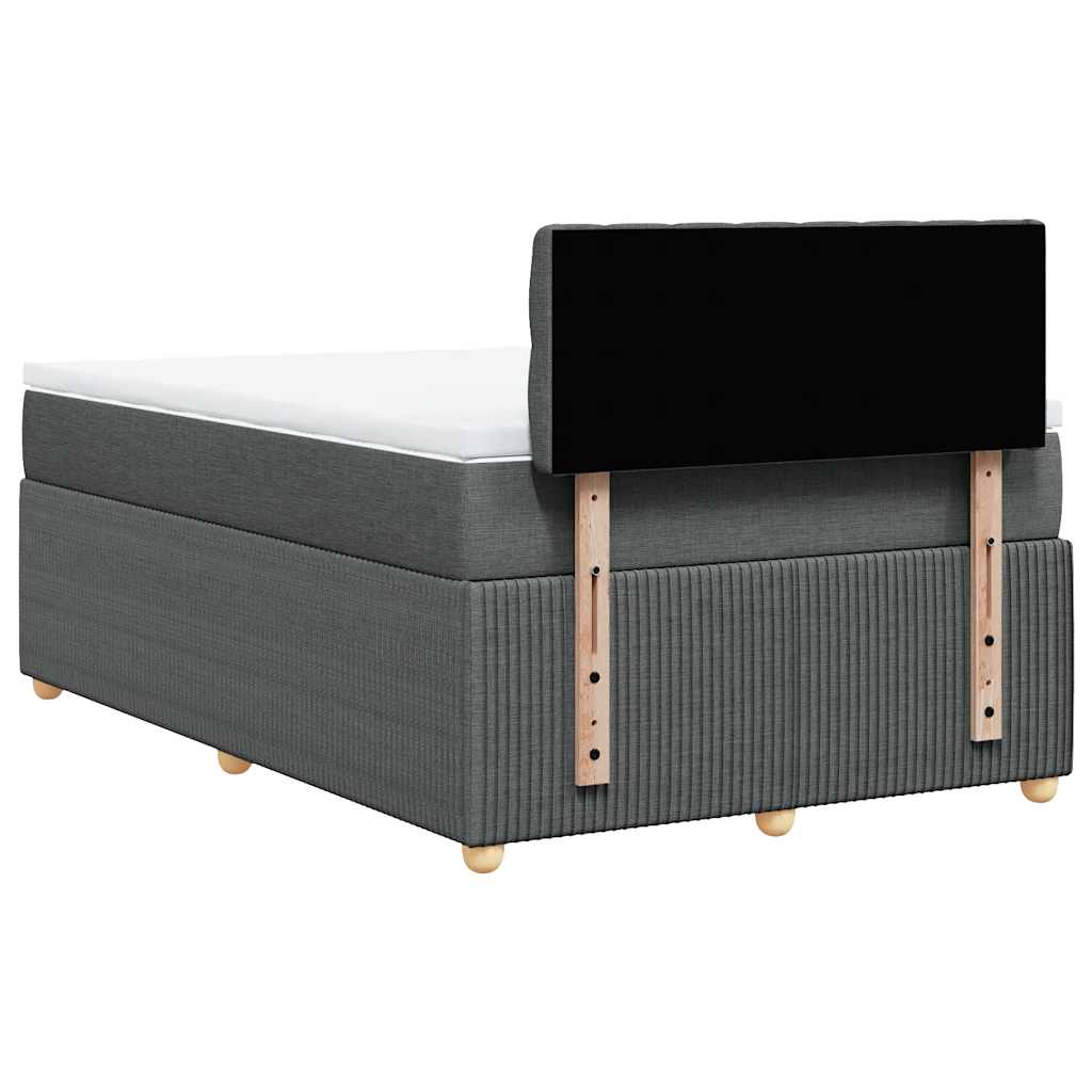 Κρεβάτι Boxspring με Στρώμα Σκούρο Γκρι 120x190 εκ Υφασμάτινο - Pakobazaar