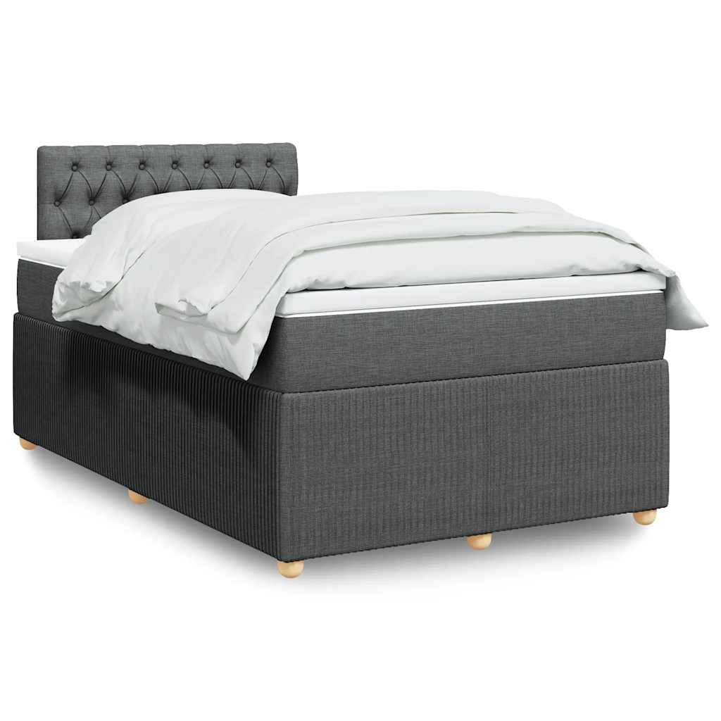Κρεβάτι Boxspring με Στρώμα Σκούρο Γκρι 120x190 εκ Υφασμάτινο - Pakobazaar