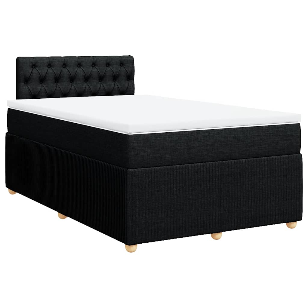 Κρεβάτι Boxspring με Στρώμα Μαύρο 120x190 εκ. Υφασμάτινο