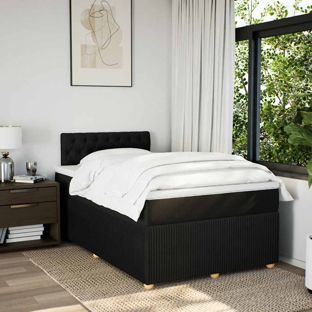 Κρεβάτι Boxspring με Στρώμα Μαύρο 120x190 εκ. Υφασμάτινο