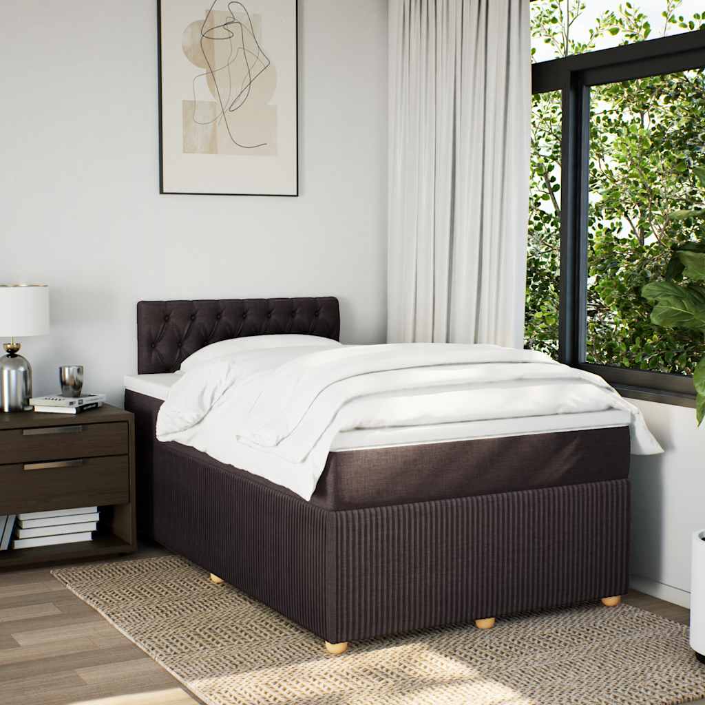Κρεβάτι Boxspring με Στρώμα Σκούρο Καφέ 120x190 εκ Υφασμάτινο