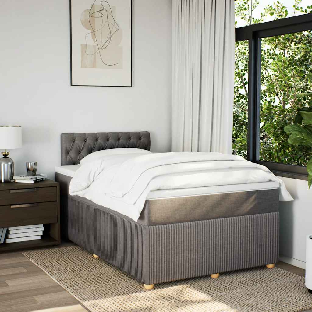 Κρεβάτι Boxspring με Στρώμα Taupe 120x190 εκ. Υφασμάτινο - Pakobazaar