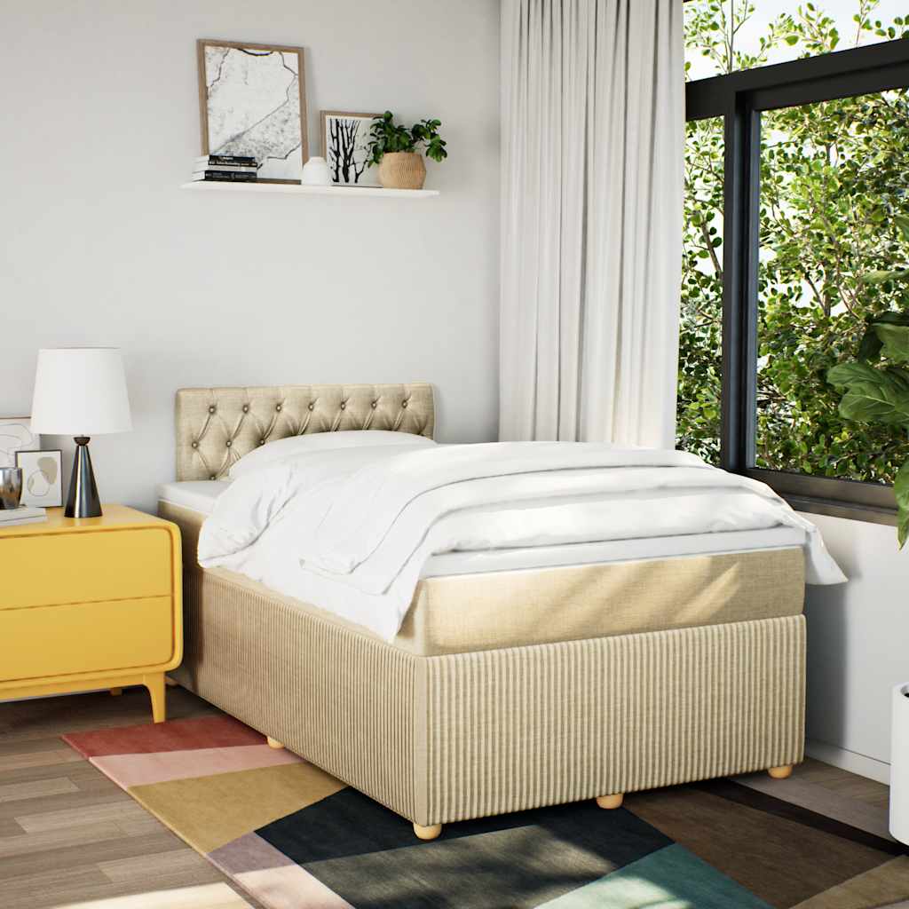 Κρεβάτι Boxspring με Στρώμα Κρεμ 120x190 εκ. Υφασμάτινο