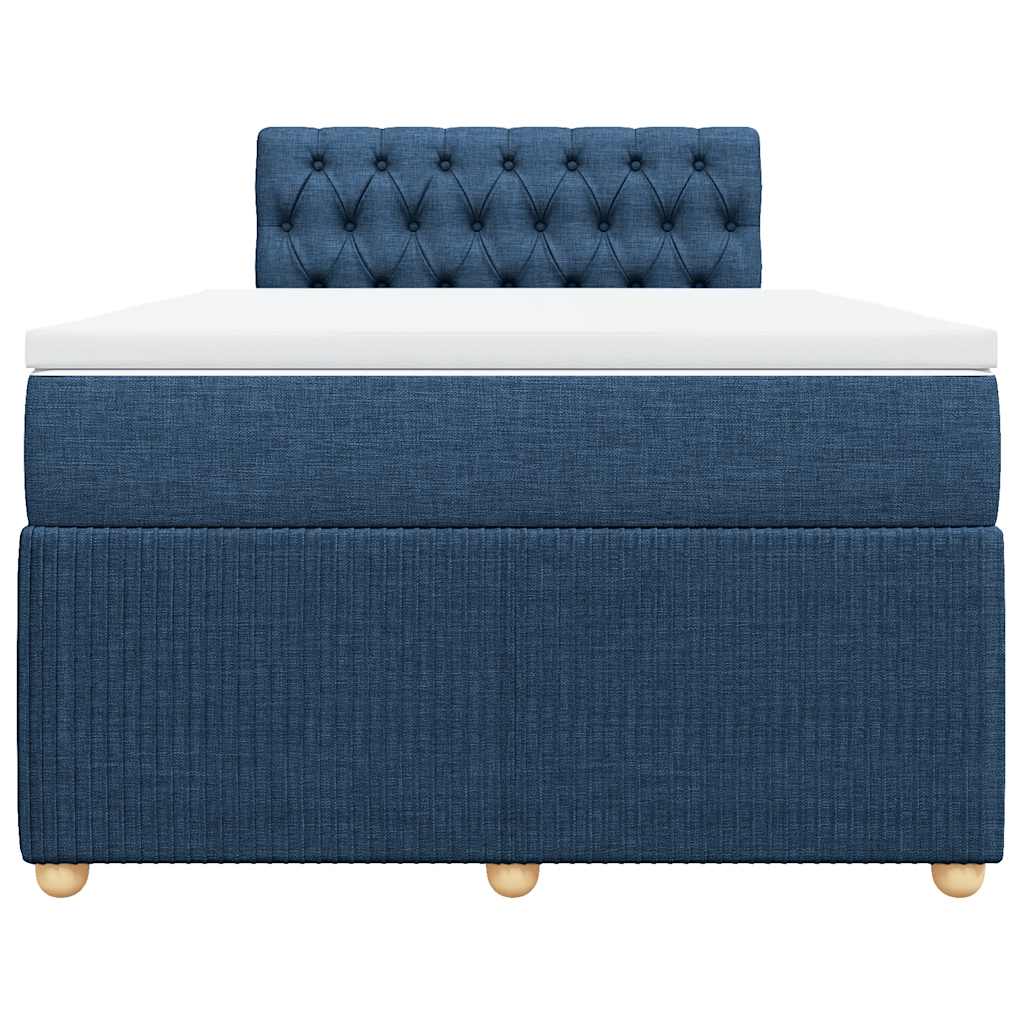 Κρεβάτι Boxspring με Στρώμα Μπλε 120x190 εκ. Υφασμάτινο