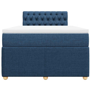 Κρεβάτι Boxspring με Στρώμα Μπλε 120x190 εκ. Υφασμάτινο