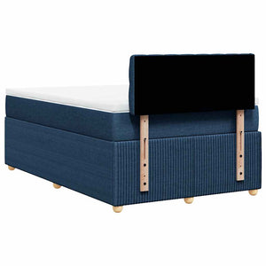 Κρεβάτι Boxspring με Στρώμα Μπλε 120x190 εκ. Υφασμάτινο