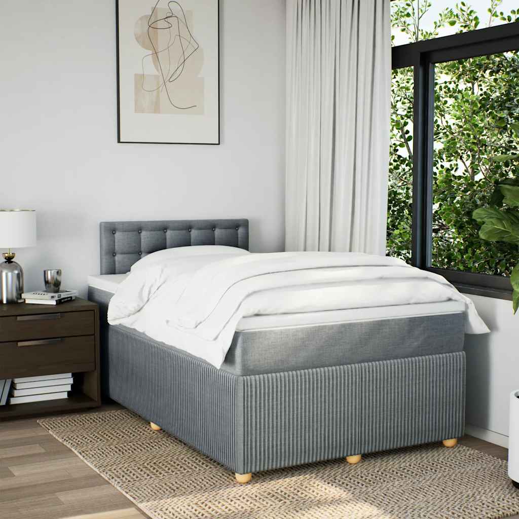 Κρεβάτι Boxspring με Στρώμα Ανοιχτό Γκρι 120x190 εκ. Υφασμάτινο - Pakobazaar