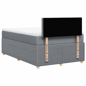 Κρεβάτι Boxspring με Στρώμα Ανοιχτό Γκρι 120x190 εκ. Υφασμάτινο - Pakobazaar