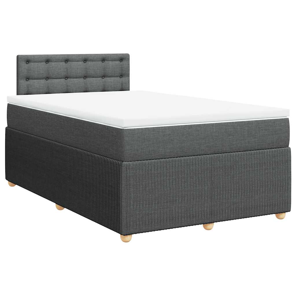 Κρεβάτι Boxspring με Στρώμα Σκούρο Γκρι 120x190 εκ Υφασμάτινο - Pakobazaar