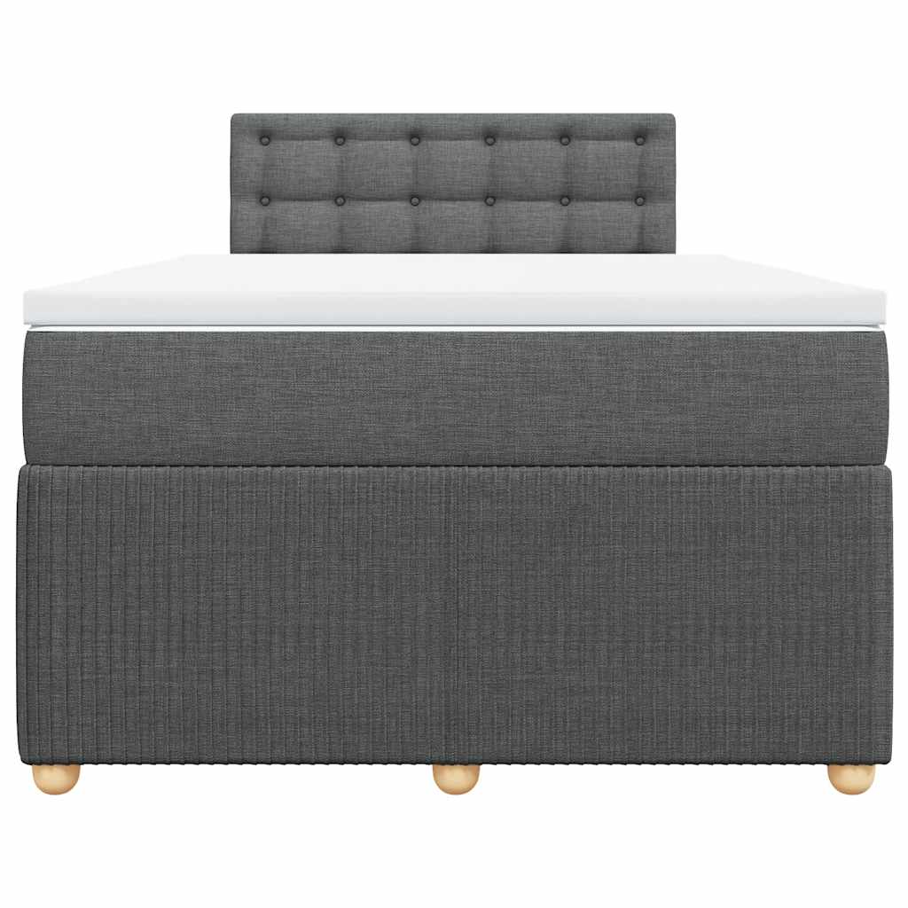Κρεβάτι Boxspring με Στρώμα Σκούρο Γκρι 120x190 εκ Υφασμάτινο - Pakobazaar