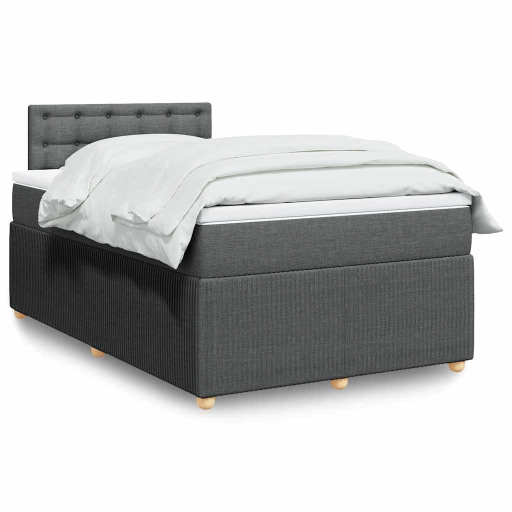 Κρεβάτι Boxspring με Στρώμα Σκούρο Γκρι 120x190 εκ Υφασμάτινο - Pakobazaar