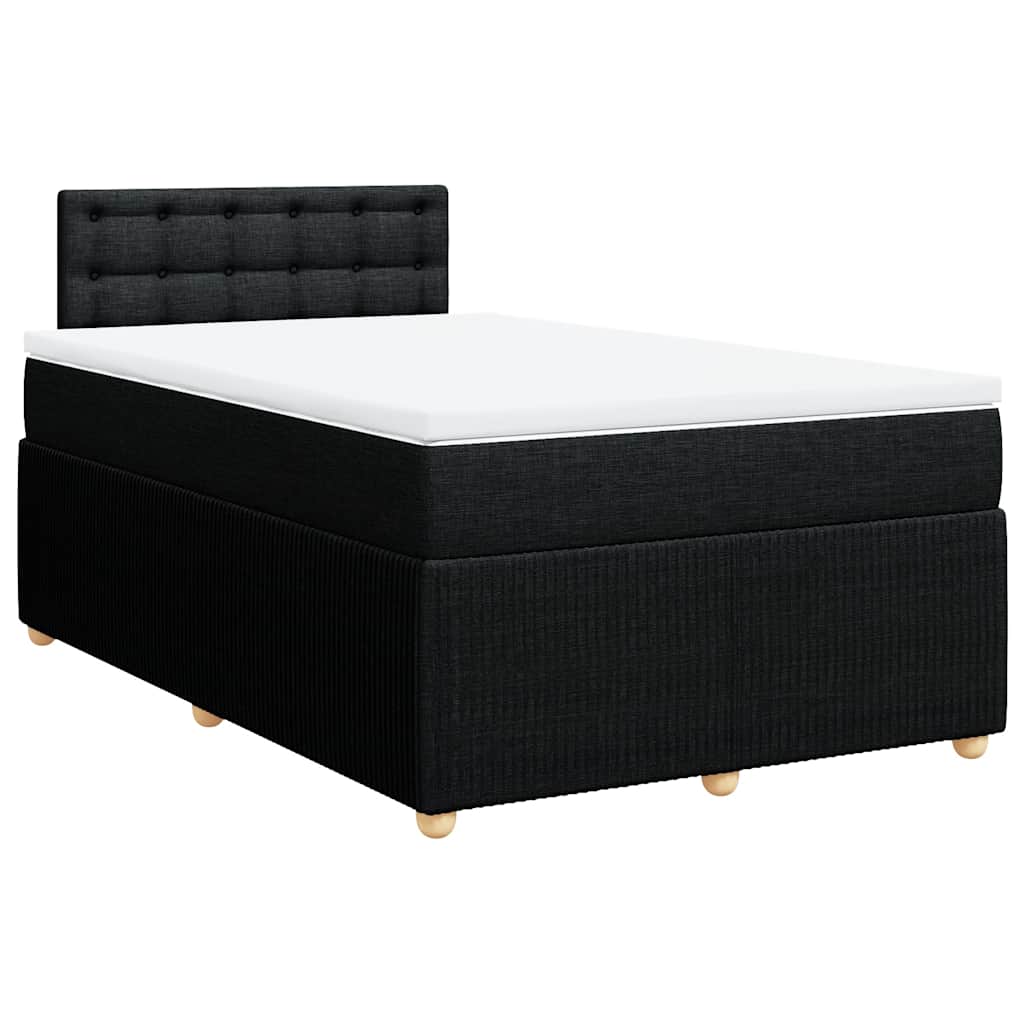 Κρεβάτι Boxspring με Στρώμα Μαύρο 120x190 εκ. Υφασμάτινο - Pakobazaar