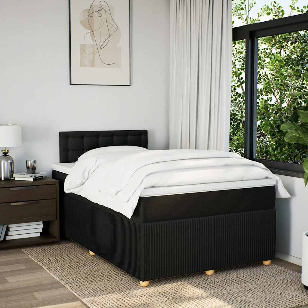 Κρεβάτι Boxspring με Στρώμα Μαύρο 120x190 εκ. Υφασμάτινο - Pakobazaar