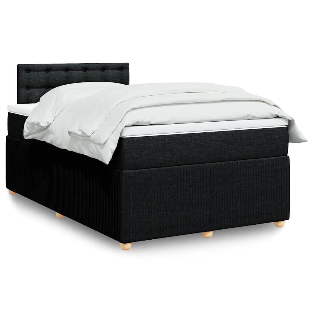 Κρεβάτι Boxspring με Στρώμα Μαύρο 120x190 εκ. Υφασμάτινο - Pakobazaar