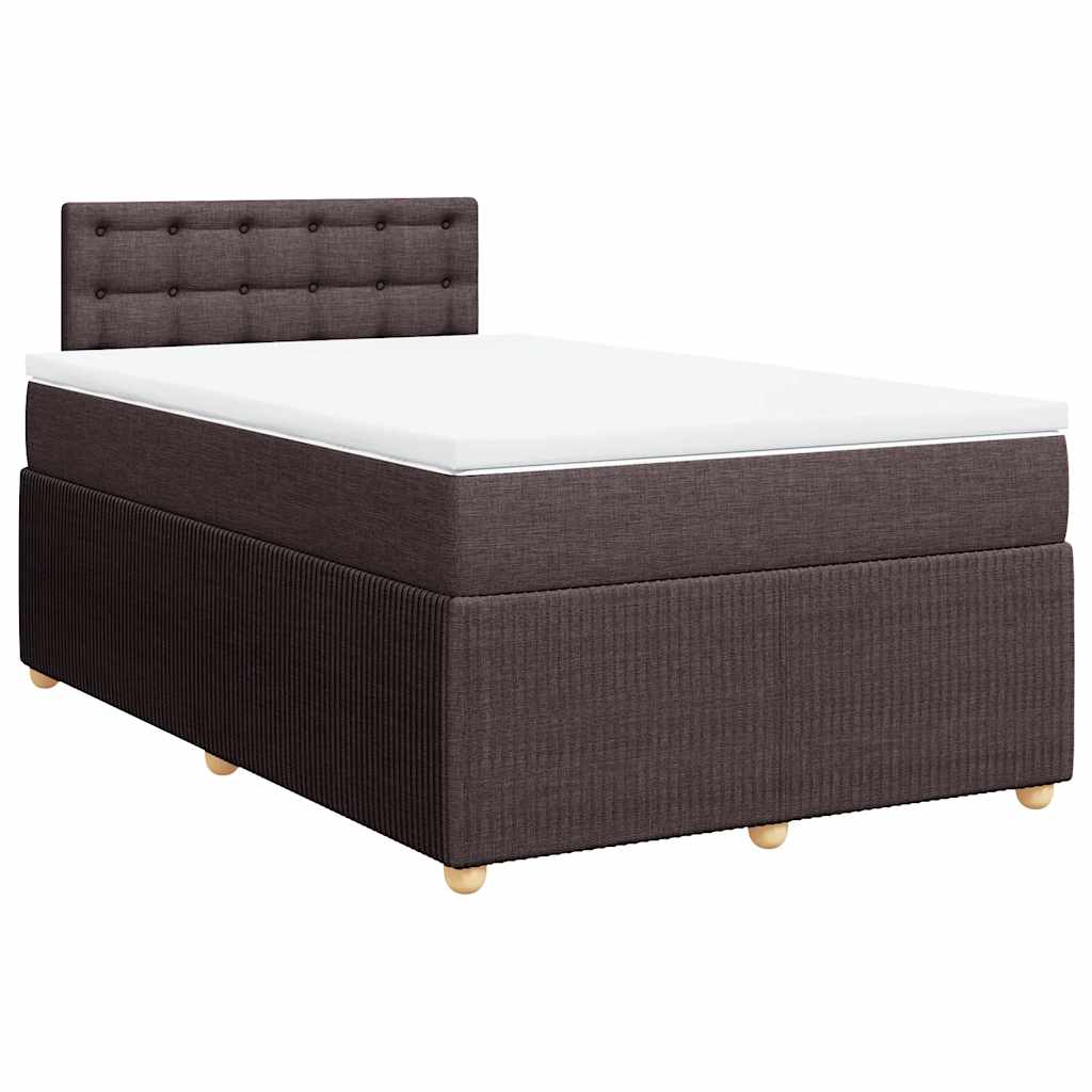 Κρεβάτι Boxspring με Στρώμα Σκούρο Καφέ 120x190 εκ Υφασμάτινο