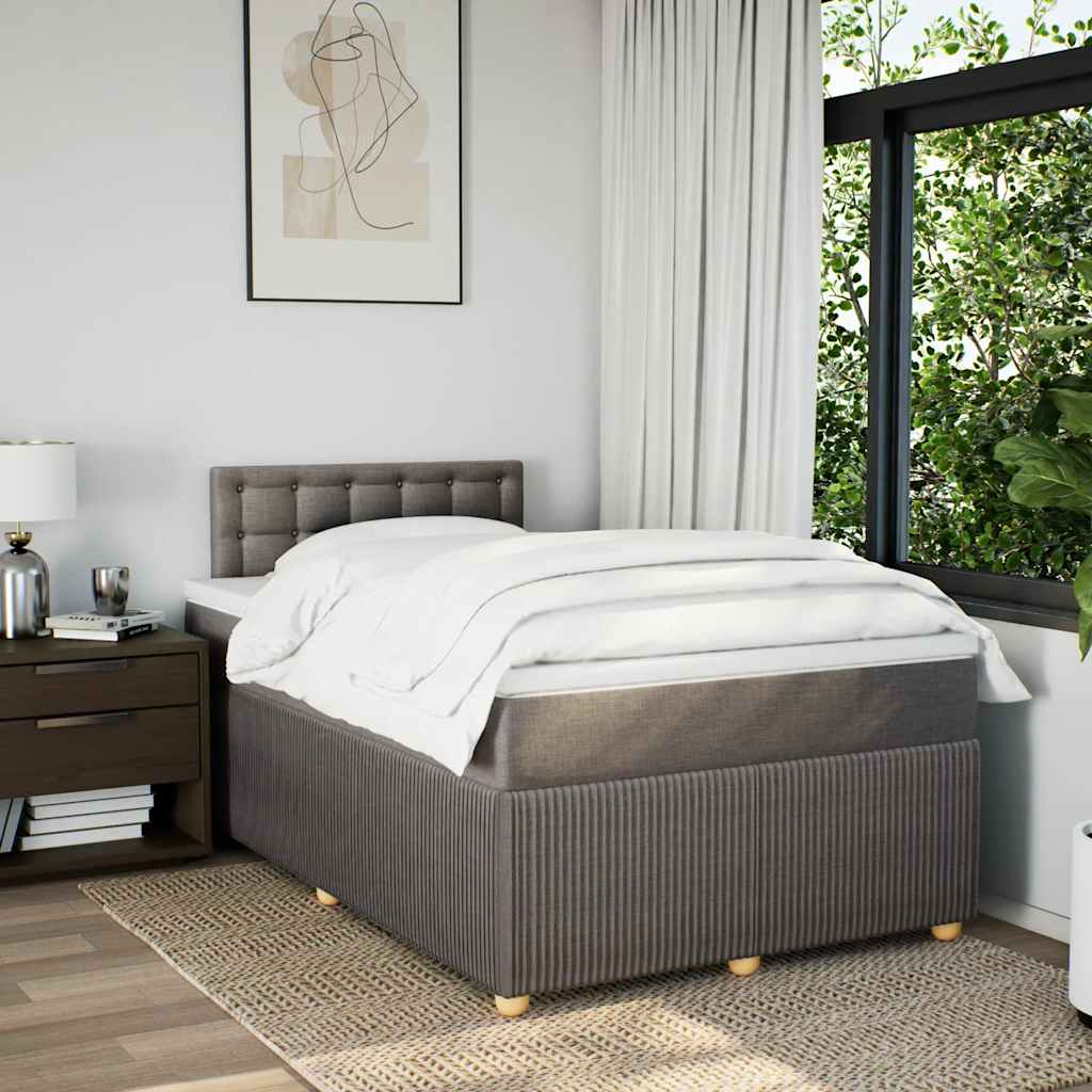 Κρεβάτι Boxspring με Στρώμα Taupe 120x190 εκ. Υφασμάτινο - Pakobazaar