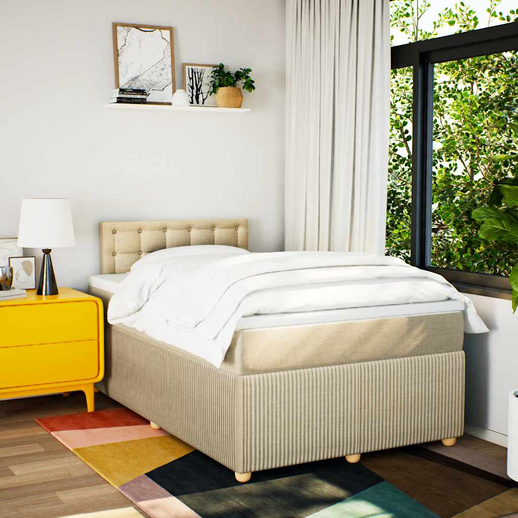 Κρεβάτι Boxspring με Στρώμα Κρεμ 120x190 εκ. Υφασμάτινο