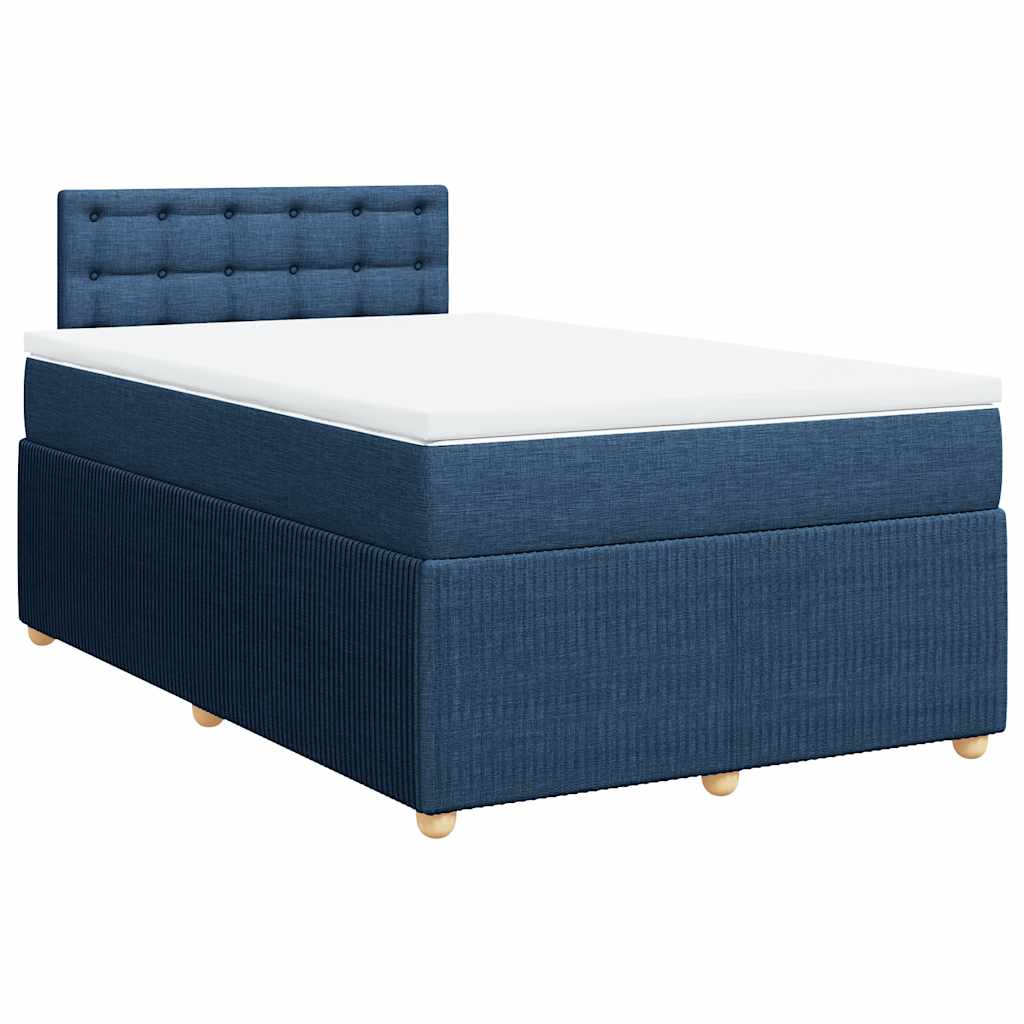 Κρεβάτι Boxspring με Στρώμα Μπλε 120x190 εκ. Υφασμάτινο