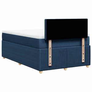 Κρεβάτι Boxspring με Στρώμα Μπλε 120x190 εκ. Υφασμάτινο