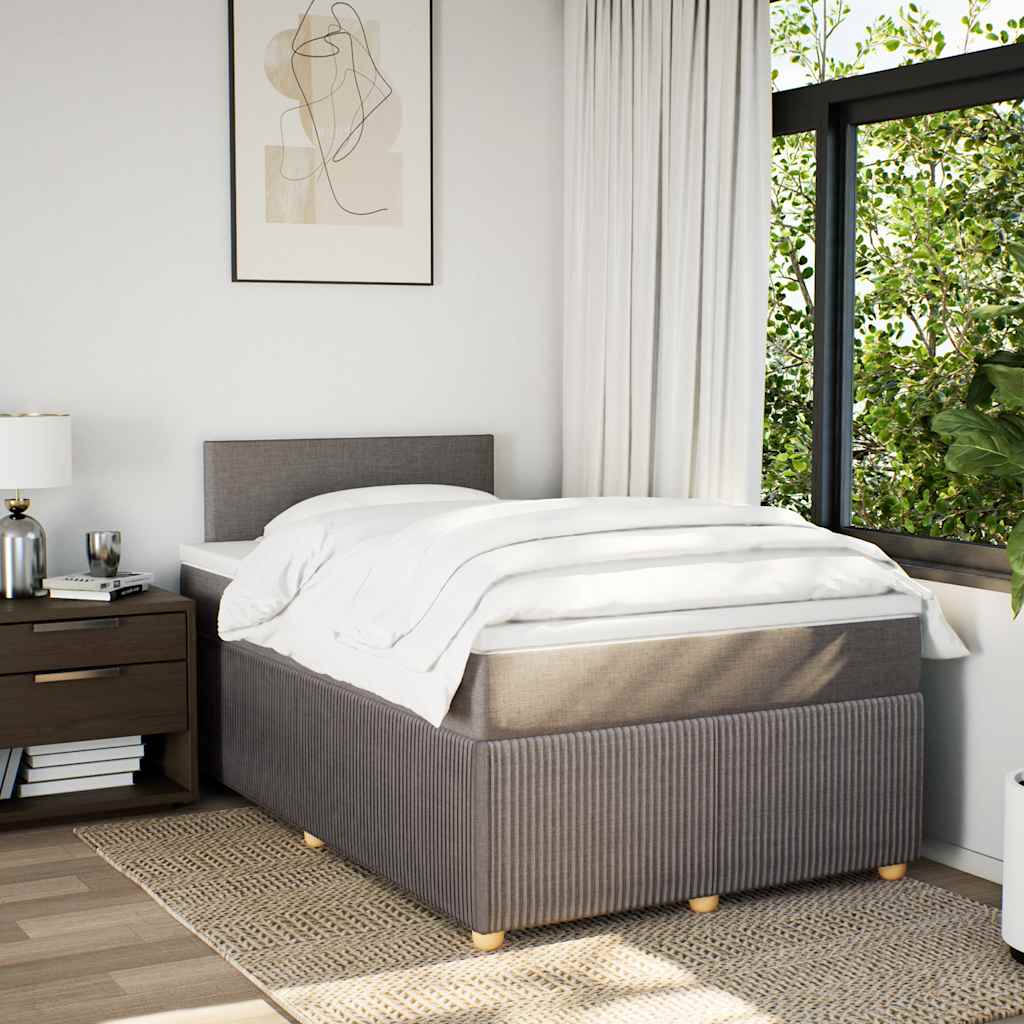 Κρεβάτι Boxspring με Στρώμα Taupe 120x200 εκ. Υφασμάτινο