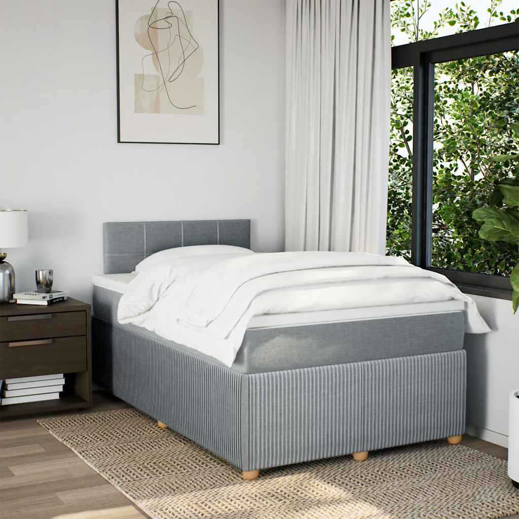 Κρεβάτι Boxspring με Στρώμα Ανοιχτό Γκρι 120x200 εκ. Υφασμάτινο - Pakobazaar