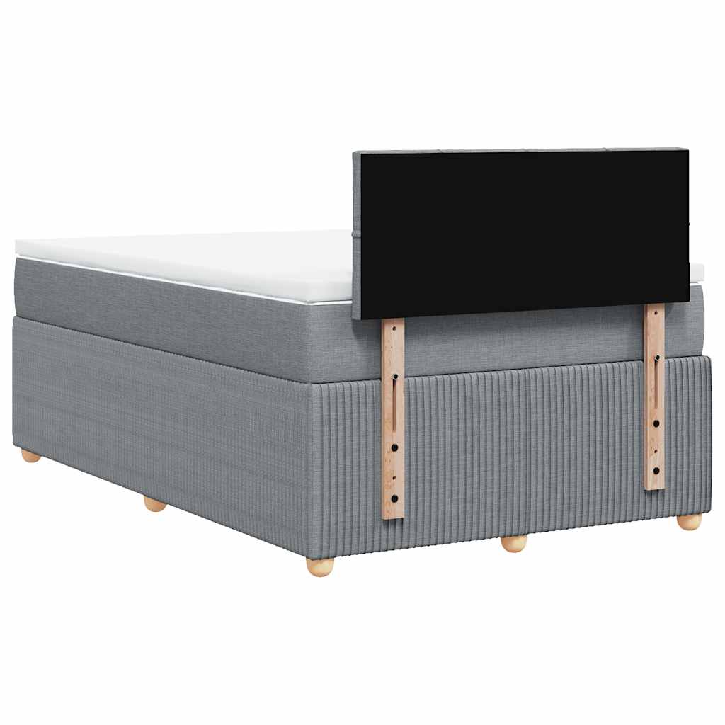 Κρεβάτι Boxspring με Στρώμα Ανοιχτό Γκρι 120x200 εκ. Υφασμάτινο - Pakobazaar