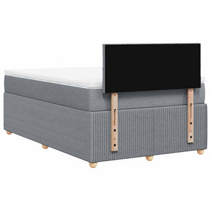 Κρεβάτι Boxspring με Στρώμα Ανοιχτό Γκρι 120x200 εκ. Υφασμάτινο - Pakobazaar