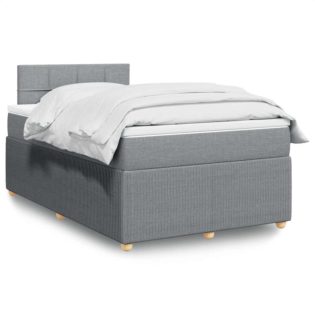 Κρεβάτι Boxspring με Στρώμα Ανοιχτό Γκρι 120x200 εκ. Υφασμάτινο - Pakobazaar