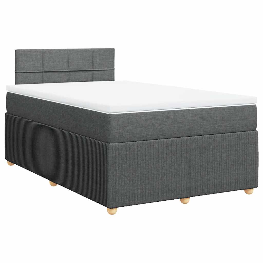 Κρεβάτι Boxspring με Στρώμα Σκούρο Γκρι 120x200 εκ. Υφασμάτινο - Pakobazaar