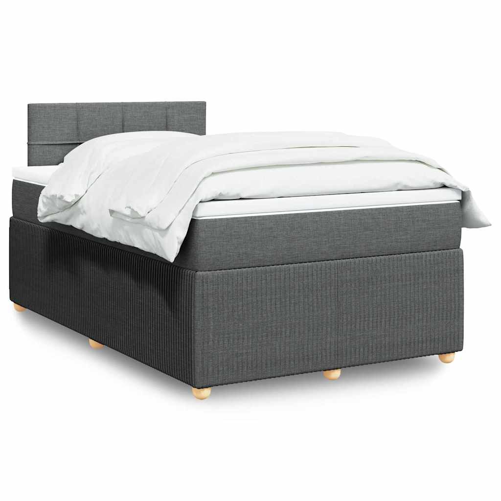 Κρεβάτι Boxspring με Στρώμα Σκούρο Γκρι 120x200 εκ. Υφασμάτινο - Pakobazaar