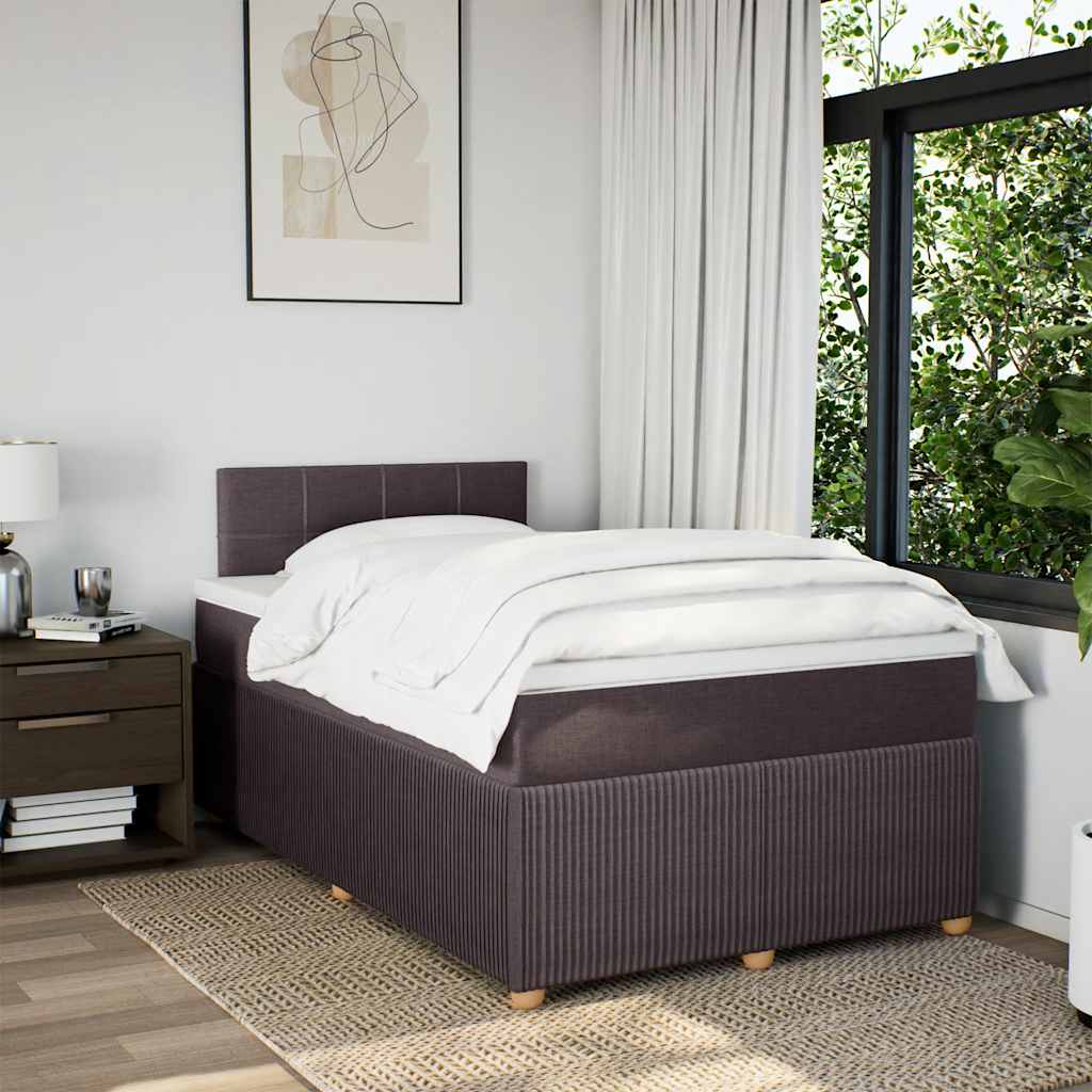 Κρεβάτι Boxspring με Στρώμα Σκούρο Καφέ 120x200 εκ. Υφασμάτινο - Pakobazaar