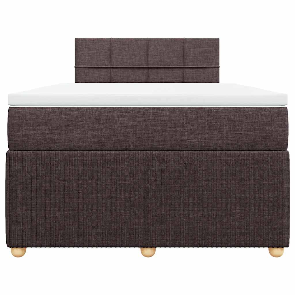 Κρεβάτι Boxspring με Στρώμα Σκούρο Καφέ 120x200 εκ. Υφασμάτινο - Pakobazaar