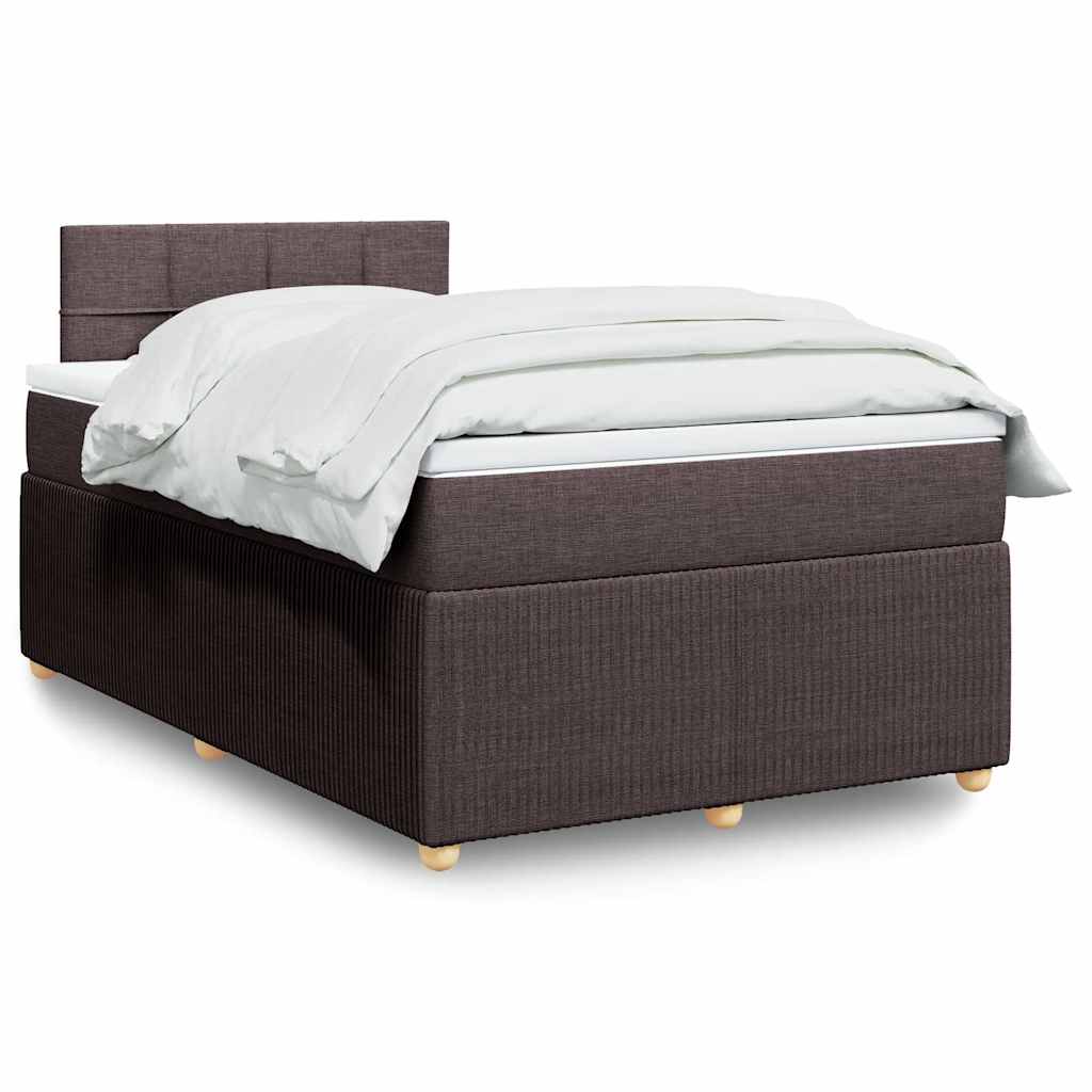 Κρεβάτι Boxspring με Στρώμα Σκούρο Καφέ 120x200 εκ. Υφασμάτινο - Pakobazaar