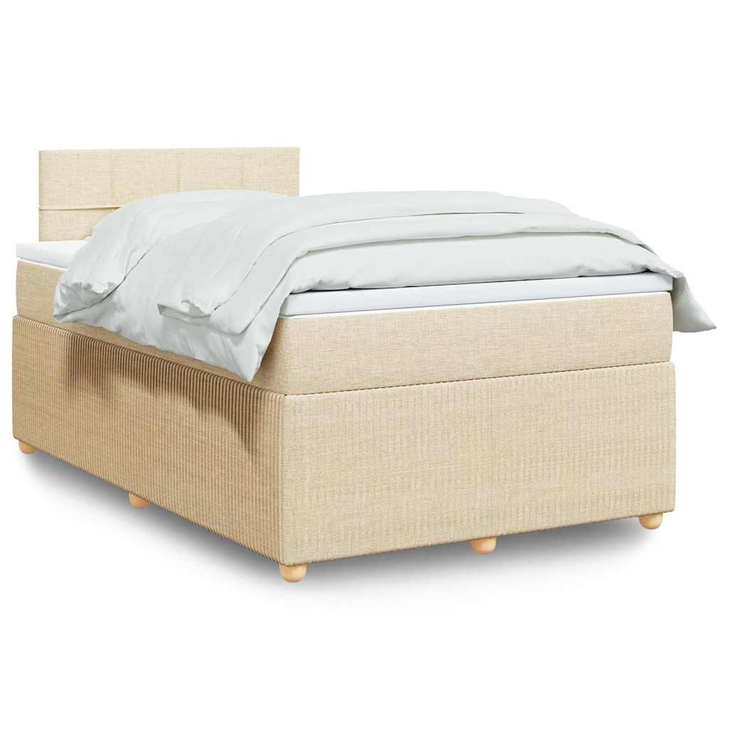 Κρεβάτι Boxspring με Στρώμα Κρεμ 120x200 εκ. Υφασμάτινο