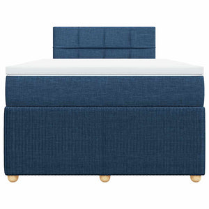Κρεβάτι Boxspring με Στρώμα Μπλε 120x200 εκ. Υφασμάτινο