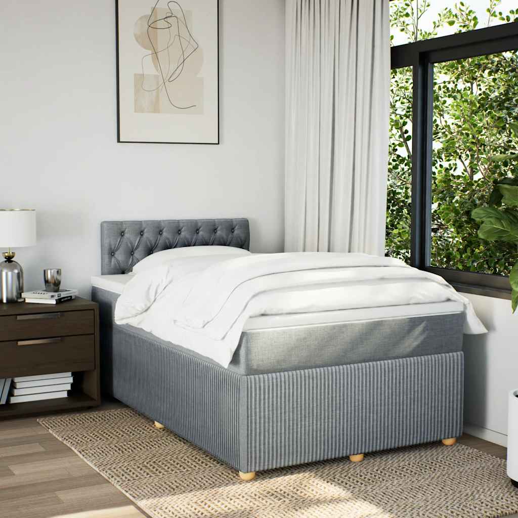 Κρεβάτι Boxspring με Στρώμα Ανοιχτό Γκρι 120x200 εκ. Υφασμάτινο - Pakobazaar