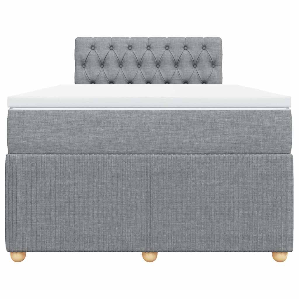 Κρεβάτι Boxspring με Στρώμα Ανοιχτό Γκρι 120x200 εκ. Υφασμάτινο - Pakobazaar