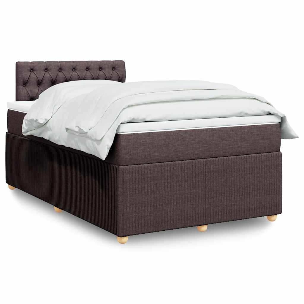 Κρεβάτι Boxspring με Στρώμα Σκούρο Καφέ 120x200 εκ. Υφασμάτινο - Pakobazaar
