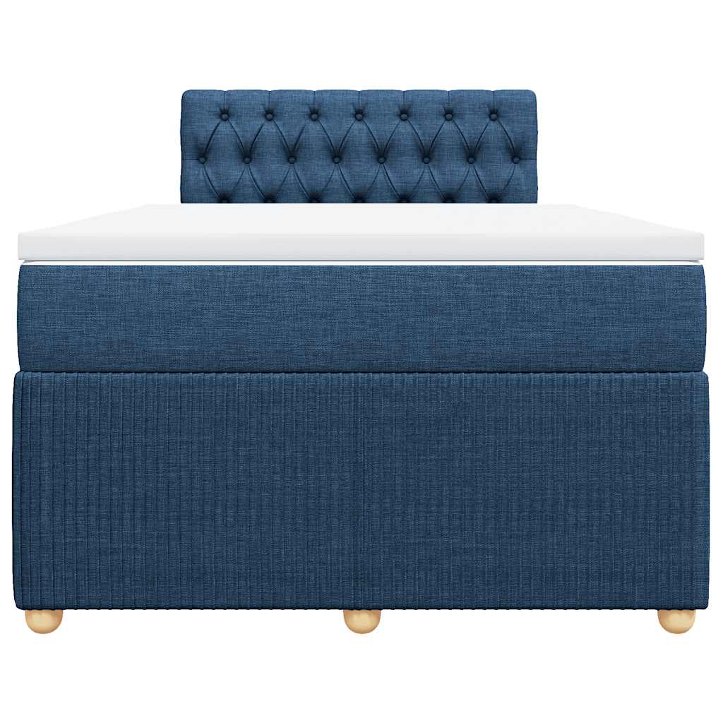 Κρεβάτι Boxspring με Στρώμα Μπλε 120x200 εκ. Υφασμάτινο