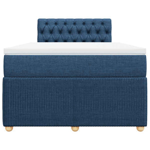 Κρεβάτι Boxspring με Στρώμα Μπλε 120x200 εκ. Υφασμάτινο
