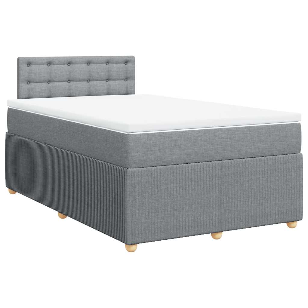 Κρεβάτι Boxspring με Στρώμα Ανοιχτό Γκρι 120x200 εκ. Υφασμάτινο - Pakobazaar