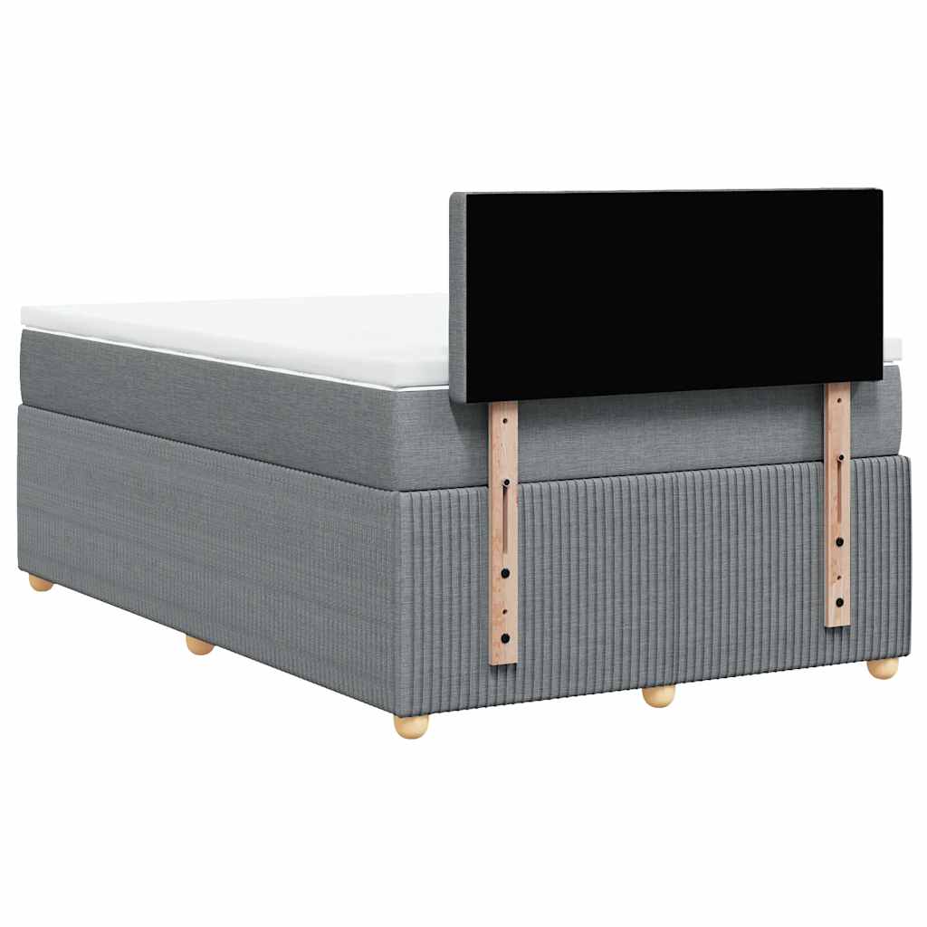 Κρεβάτι Boxspring με Στρώμα Ανοιχτό Γκρι 120x200 εκ. Υφασμάτινο - Pakobazaar