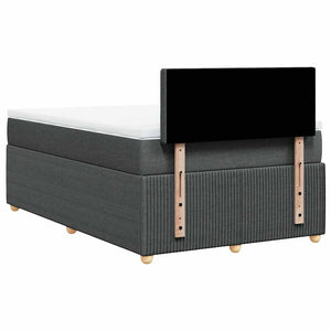 Κρεβάτι Boxspring με Στρώμα Σκούρο Γκρι 120x200 εκ. Υφασμάτινο - Pakobazaar