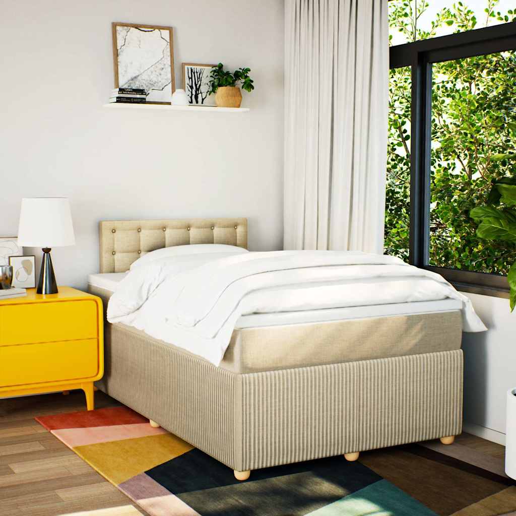 Κρεβάτι Boxspring με Στρώμα Κρεμ 120x200 εκ. Υφασμάτινο