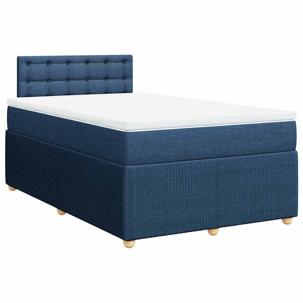 Κρεβάτι Boxspring με Στρώμα Μπλε 120x200 εκ. Υφασμάτινο