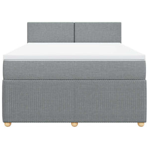 Κρεβάτι Boxspring με Στρώμα Ανοιχτό Γκρι 140x190 εκ. Υφασμάτινο - Pakobazaar