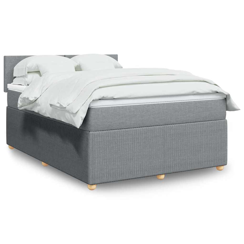 Κρεβάτι Boxspring με Στρώμα Ανοιχτό Γκρι 140x190 εκ. Υφασμάτινο - Pakobazaar