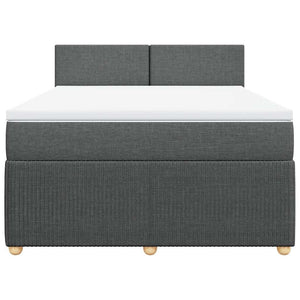 Κρεβάτι Boxspring με Στρώμα Σκούρο Γκρι 140x190 εκ. Υφασμάτινο