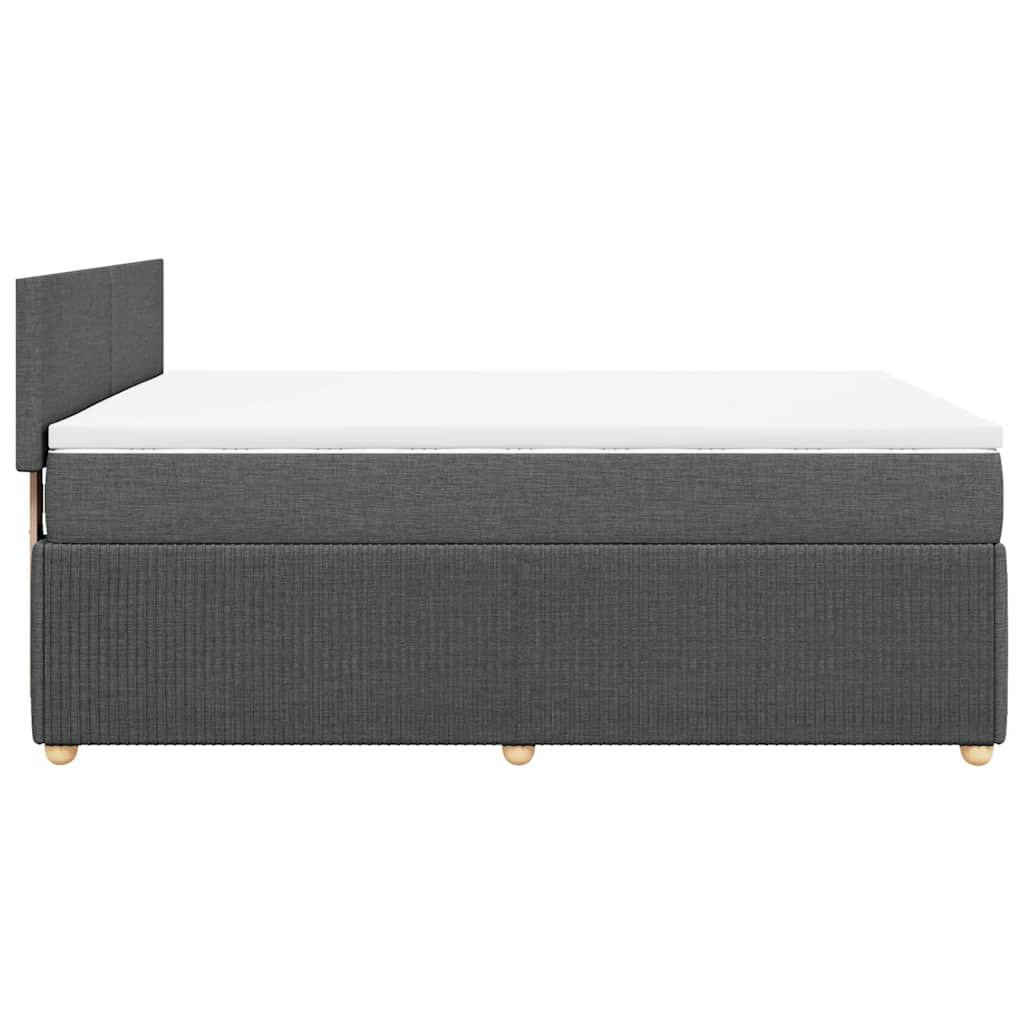 Κρεβάτι Boxspring με Στρώμα Σκούρο Γκρι 140x190 εκ. Υφασμάτινο